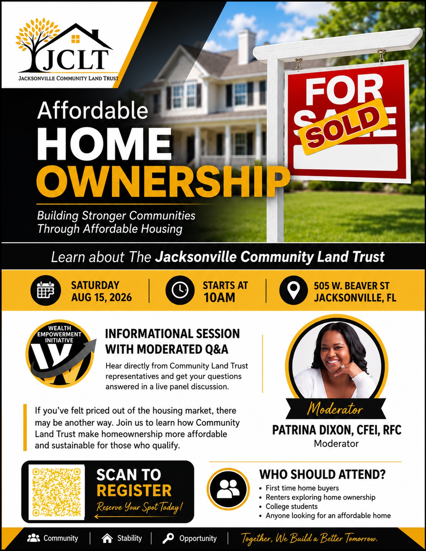 Homeownership may have more than one path. Join us for a live conversation about Community Land Trust homeownership, where I’ll be moderating a discussion and Q&A with representatives from the land trust.

We’ll talk about how it works, affordability, equity, resale, inheritance, and more and YOU will have the opportunity to ask your questions directly. 

If you’ve ever wondered:

🏠 “Could this be an option for me?”
💰 “Can I build equity?”
🔑 “What happens if I sell?”
👨‍👩‍👧 “Can I pass the home down?”

Come get the information you need to better understand this path to homeownership.

🎟️ Registration required. Two ways to register:
1. Use QR code on flyer
2. Link in bio 

Lastly, share and/or tag someone you know who may be interested. 

#Homeownership #CommunityLandTrust #AffordableHomeownership #FirstTimeHomebuyer wealthempowermentinitiative